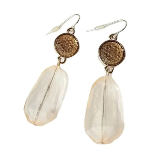 Faux Crystal Circle Drop Earrings - Picture 1 of 2